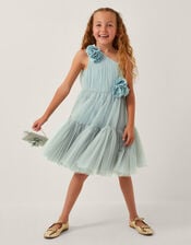 Ruby Asymmetric Flower Tulle Dress, Green (SAGE), large