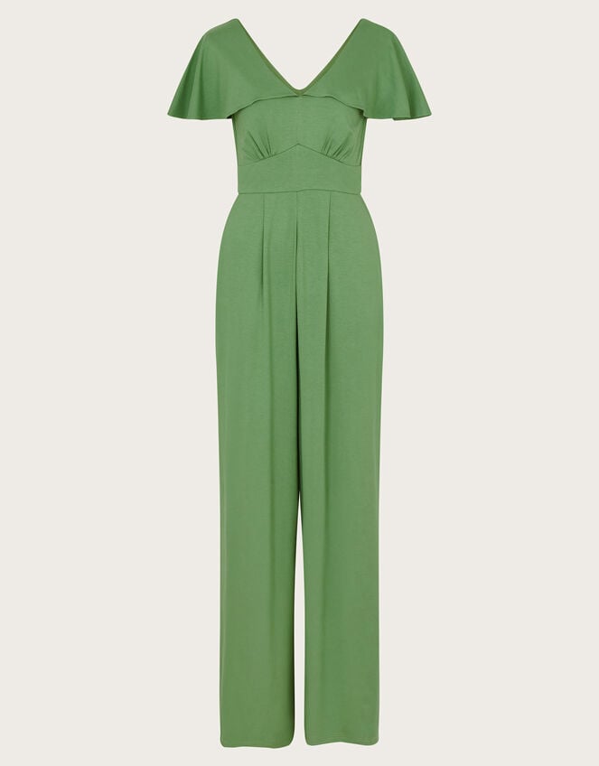 Ronda Ruffle Jersey Jumpsuit, Green (GREEN), large