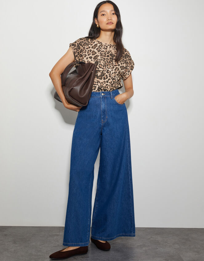 Archi Leopard Print Jersey T-Shirt, Brown (BROWN), large