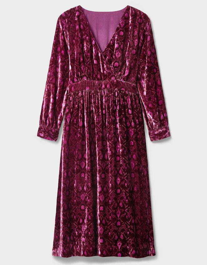 East Jude Print Velvet Midi Dress, Red (BERRY), large
