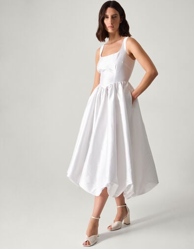 Mia Sleeveless Drop Waist Midi Wedding Dress, Ivory (IVORY), large