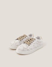 Floral Embroidered Trainers, Gold (GOLD), large
