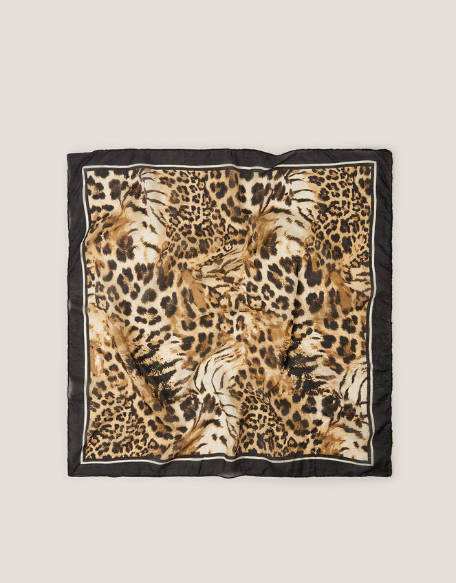 Kathie Silk Leopard Print Scarf, , large