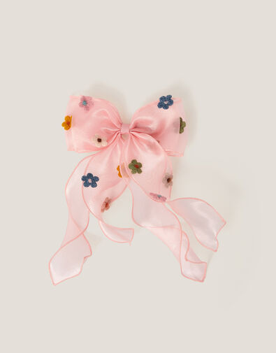Flower Organza Bow Hair Clip, , large