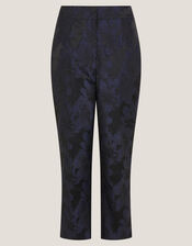 Jayda Floral Jacquard Suit Trousers, Blue (NAVY), large