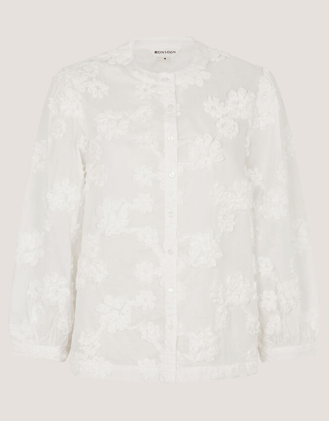 Blair Floral Embroidered Blouse, White (WHITE), large