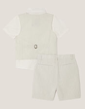 3-Piece Shirt & Waistcoat Set with Bow, Grey (GREY), large