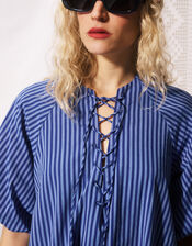 FRNCH Assunta Puff Sleeve Stripe Maxi Dress, Blue (BLUE), large