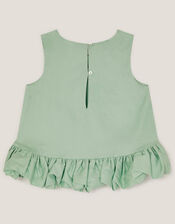 Sleeveless Ruffle Hem Top, Green (GREEN), large