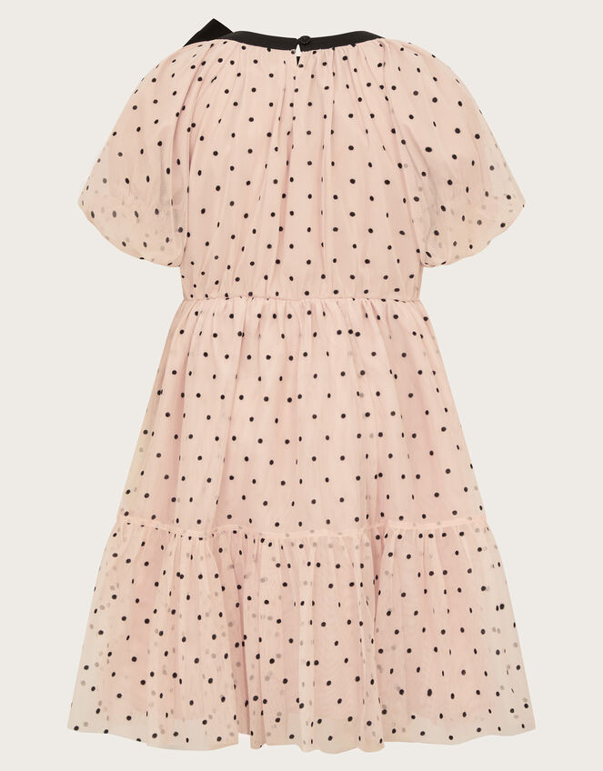 Emily Short Sleeve Spotty Tulle Dress, Pink (PINK), large