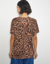 Archi Knit Leopard Print T-Shirt, Natural (NATURAL), large