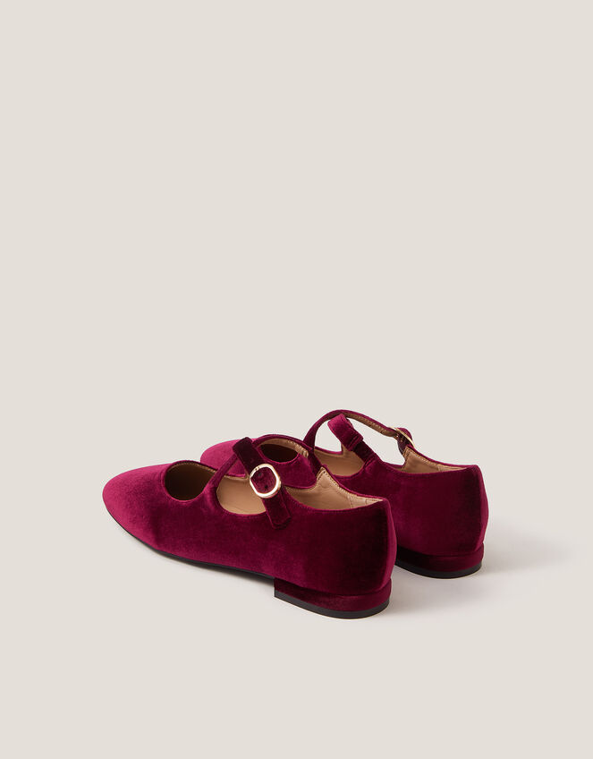 Dana Velvet Crossover Ballet Flats, Red (BURGUNDY), large
