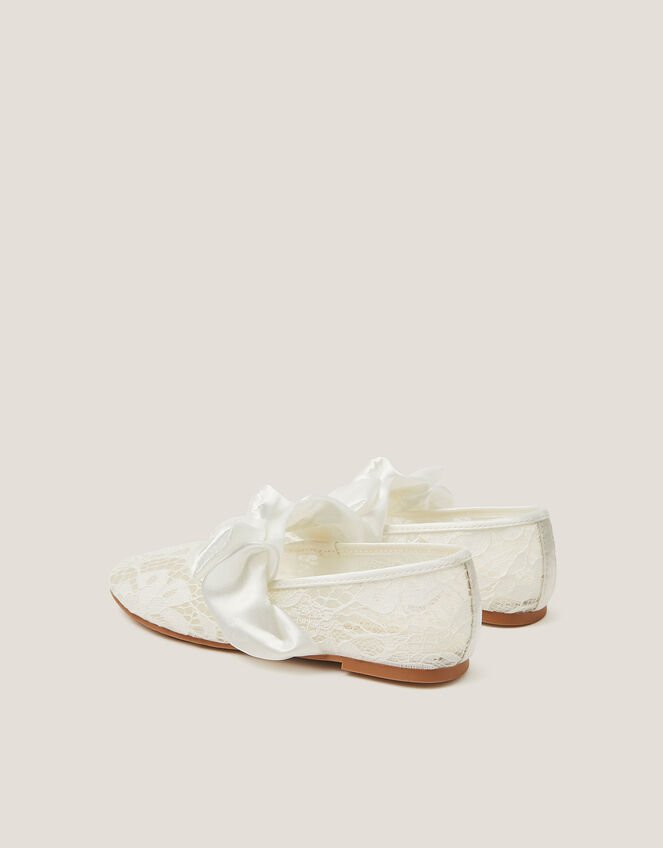 Lace Bow Ballet Flats, Ivory (IVORY), large