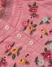 Floral Embroidered Corduroy Dress, Pink (PINK), large