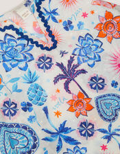 Summer Print Cotton Dress, Cream (CREAM), large