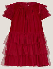 Baby Alexandra Velvet Ruffle Party Dress, Red (RED), large