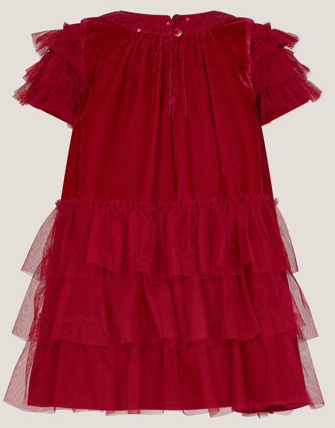 Baby Alexandra Velvet Ruffle Party Dress, Red (RED), large