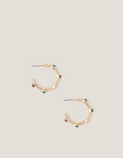 Gem Stud Hoop Earrings, , large