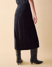 Clemence Alise Floral Embellished Velvet Midi Skirt, Black (BLACK), large