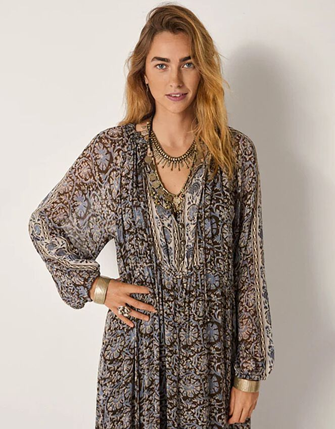 Maison Hotel Gaia Floral Midi Dress, Blue (BLUE), large