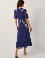 Cora Floral Embellished Midi Tea Dress, Blue (NAVY), large