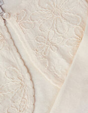 Sequin Flower Embellished Cardigan, White (WARM IVORY), large