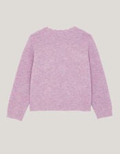 Rhinestone Bow Embellished Cardigan, Purple (PURPLE), large