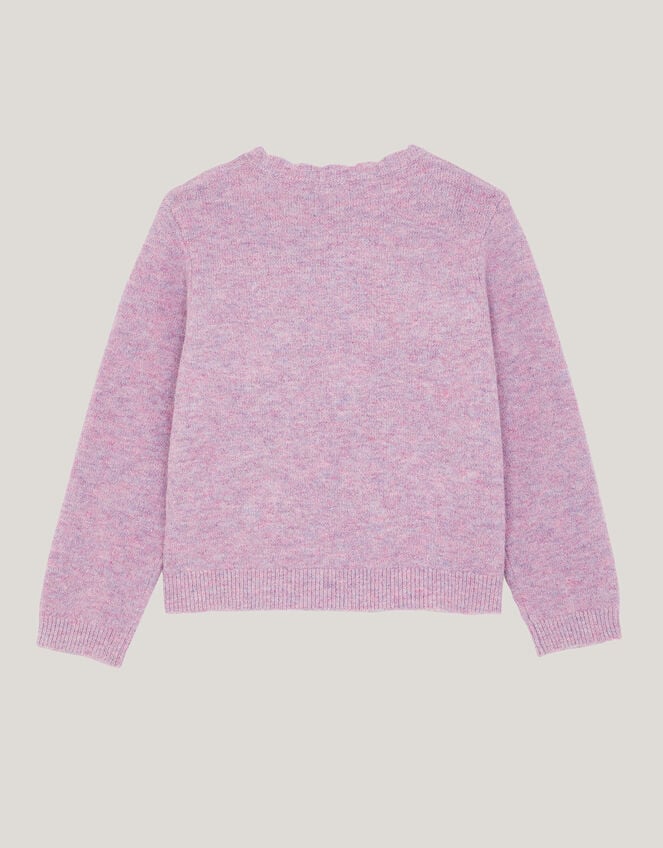 Rhinestone Bow Embellished Cardigan, Purple (PURPLE), large