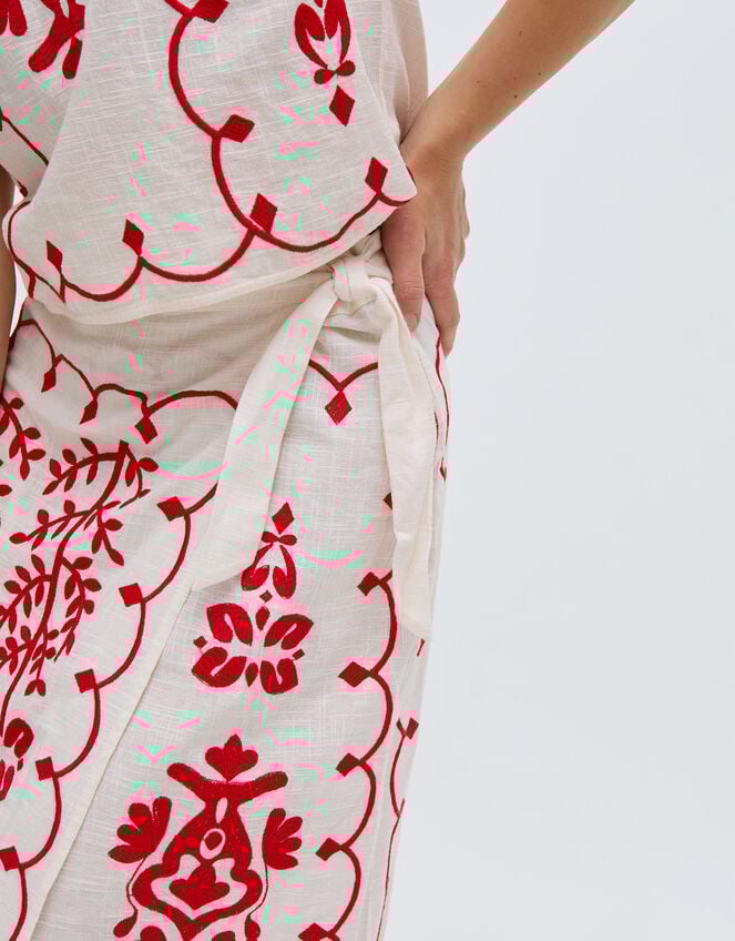 Raffya Freya Embroidered Midi Wrap Skirt, Multi (MULTI), large