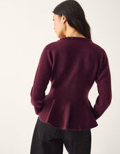 Peony Peplum Jumper, Red (BURGUNDY), large
