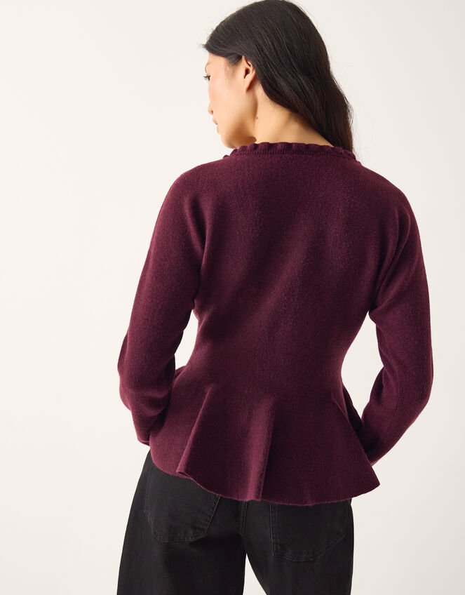 Peony Peplum Jumper, Red (BURGUNDY), large