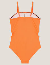 Textured Cut-Out Swimsuit, Orange (ORANGE), large