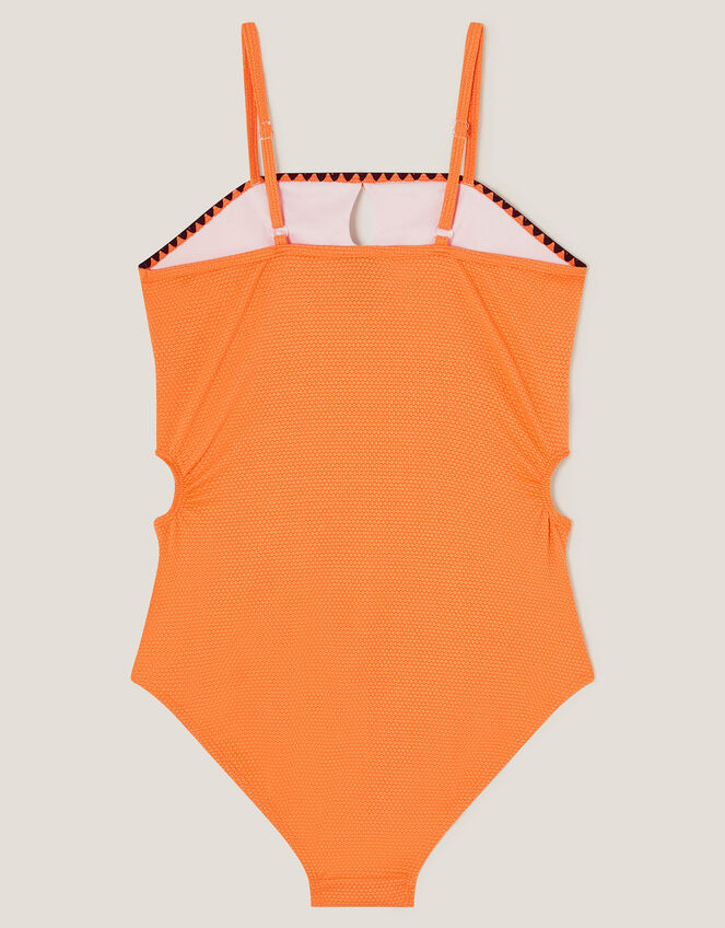 Textured Cut-Out Swimsuit, Orange (ORANGE), large