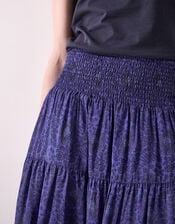 East Emelia Floral Tiered Maxi Skirt, Blue (NAVY), large