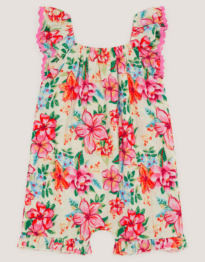 Baby Floral Print Playsuit, Ivory (IVORY), large