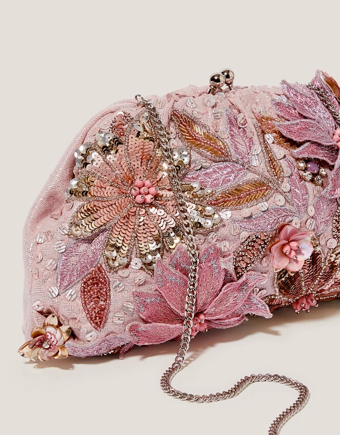Bloom Floral Embellished Clutch Bag, , large