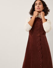 Rubi Sleeveless Scallop Midi Dress, Red (BURGUNDY), large