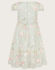 Magdalena Floral Embroidered Tulle Dress, Green (SAGE), large