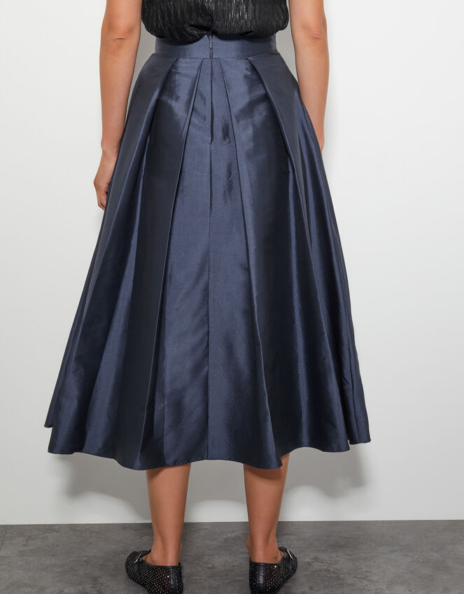 Tanya Taffeta Pleated Midi Skirt, Blue (NAVY), large