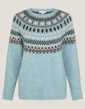 Fran Fair Isle Jumper, Blue (BLUE), large