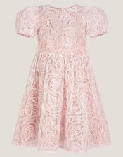 Constance Appliqué Rose Party Dress, Pink (PINK), large