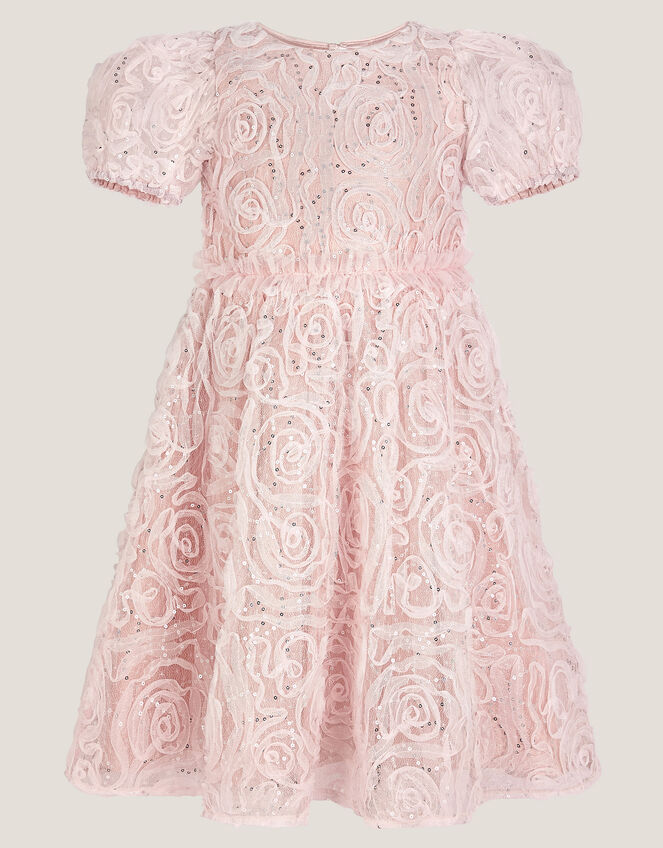 Constance Appliqué Rose Party Dress, Pink (PINK), large
