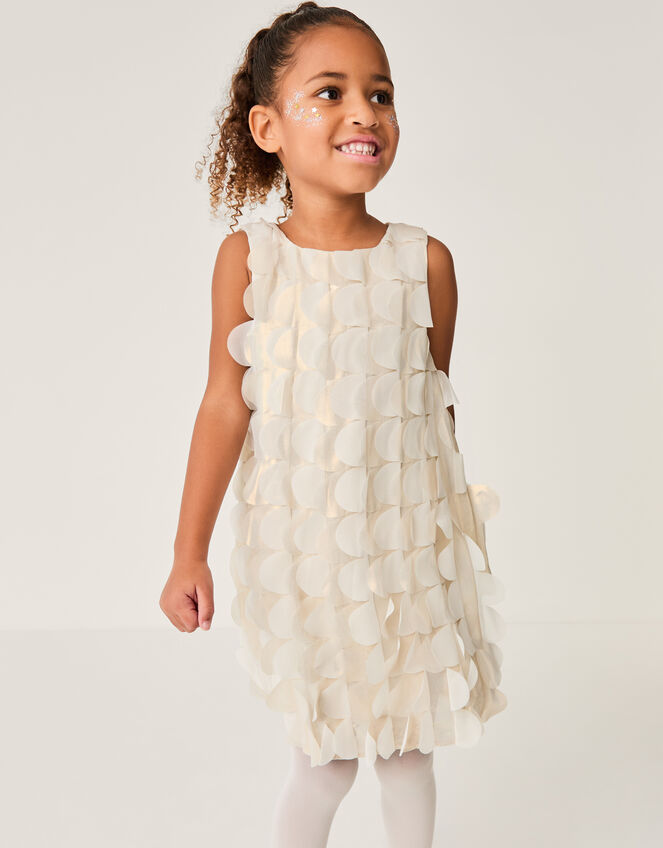 Jazzy Shimmer Scallop Frill Dress, Gold (GOLD), large