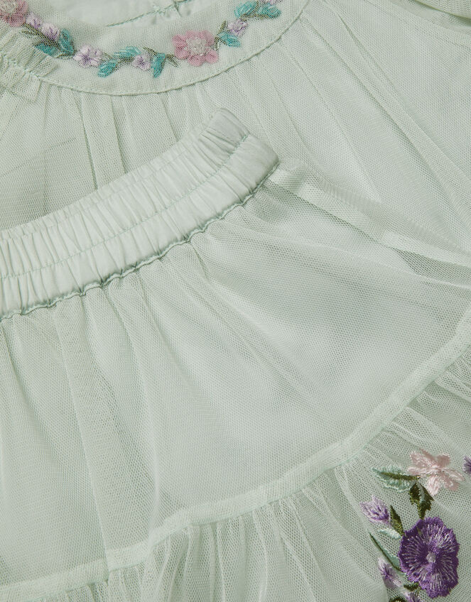 Baby Amina Floral Embroidered Top & Skirt Set, Green (SAGE), large