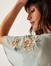 Cora Embellished Floral Midi Dress, Green (SAGE), large