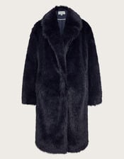 Camille Faux Fur Coat, Blue (MIDNIGHT), large