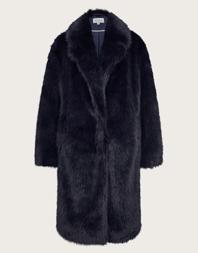 Camille Faux Fur Coat, Blue (MIDNIGHT), large