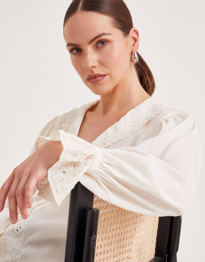 Clare Cutwork Blouse, Ivory (IVORY), large