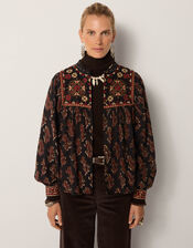 Maison Hotel Scarlet Mix Print Blouse, Black (BLACK), large