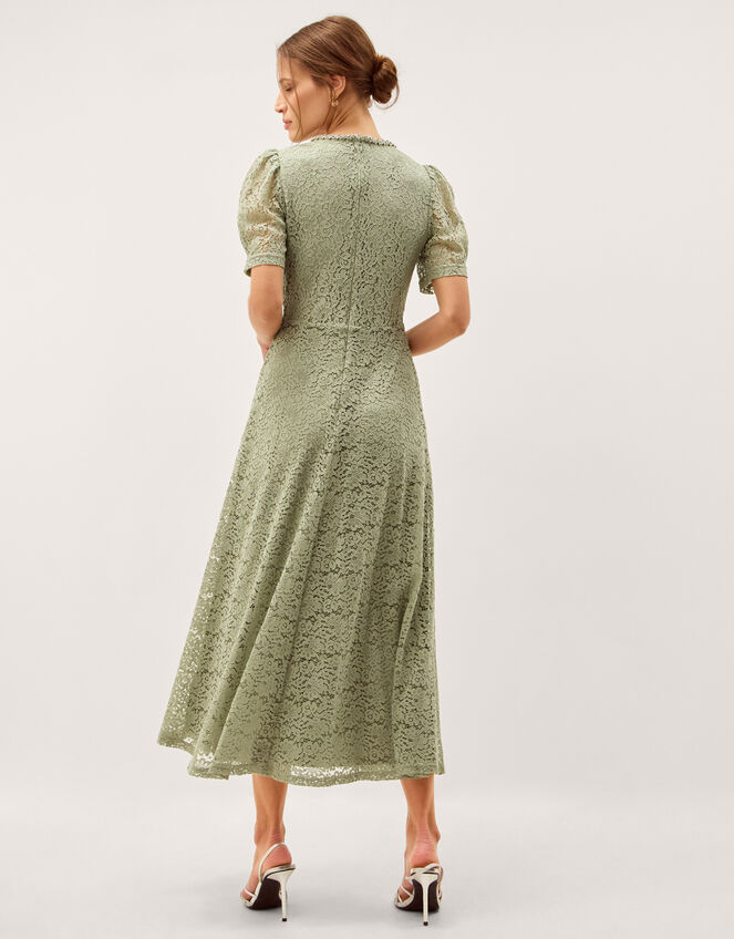 Celina Puff Sleeve Lace Midi Dress, Green (SAGE), large
